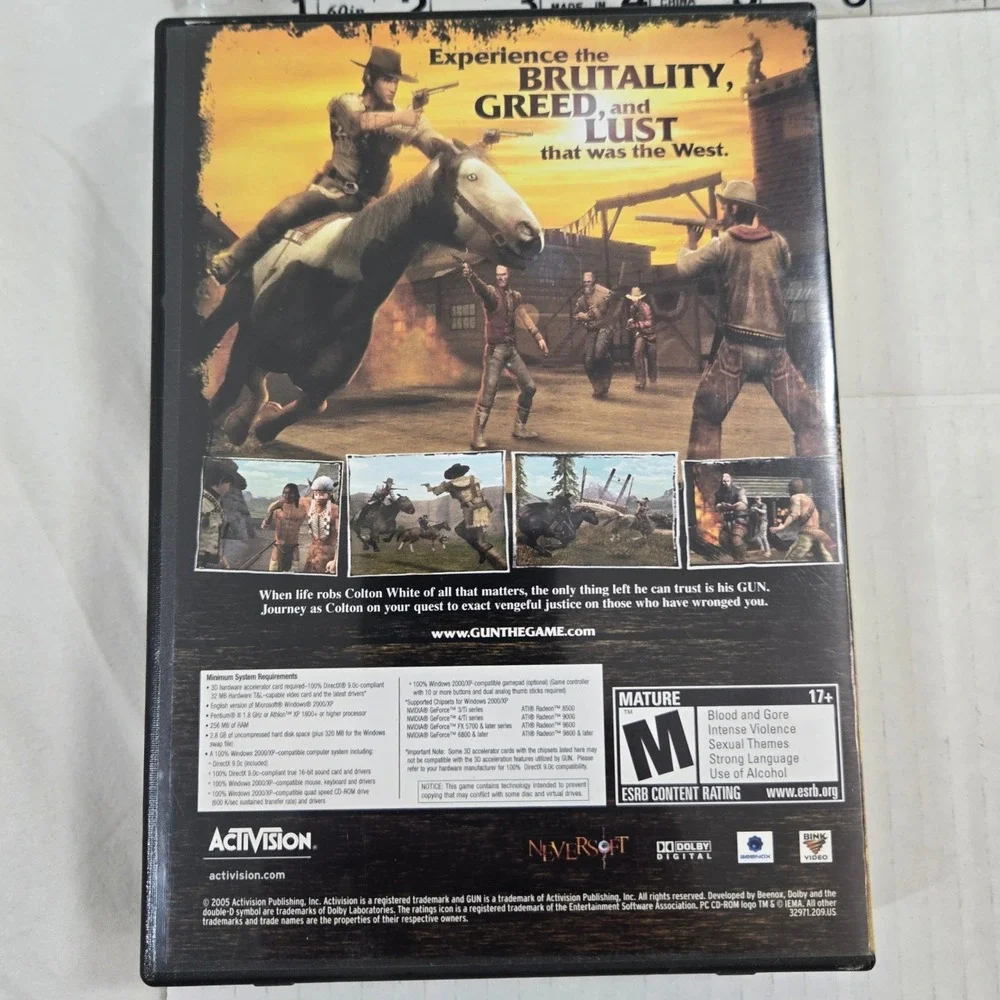 GUN PC Game 2005 3 Disc Set Neversoft Activision Vintage Western (CIB)